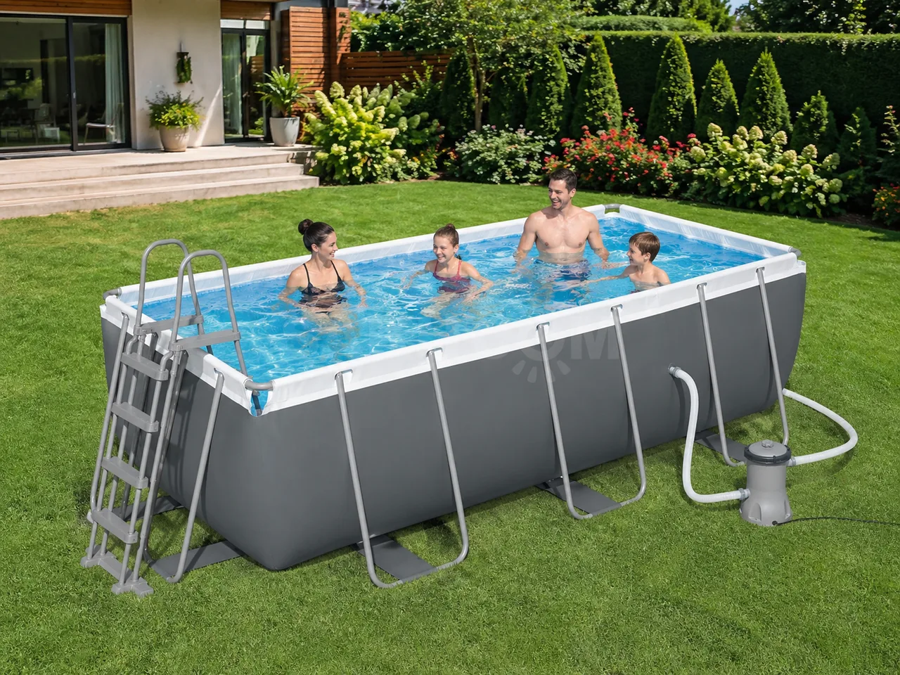 Каркасный бассейн Bestway 412×201×122 см с насосом и лестницей D