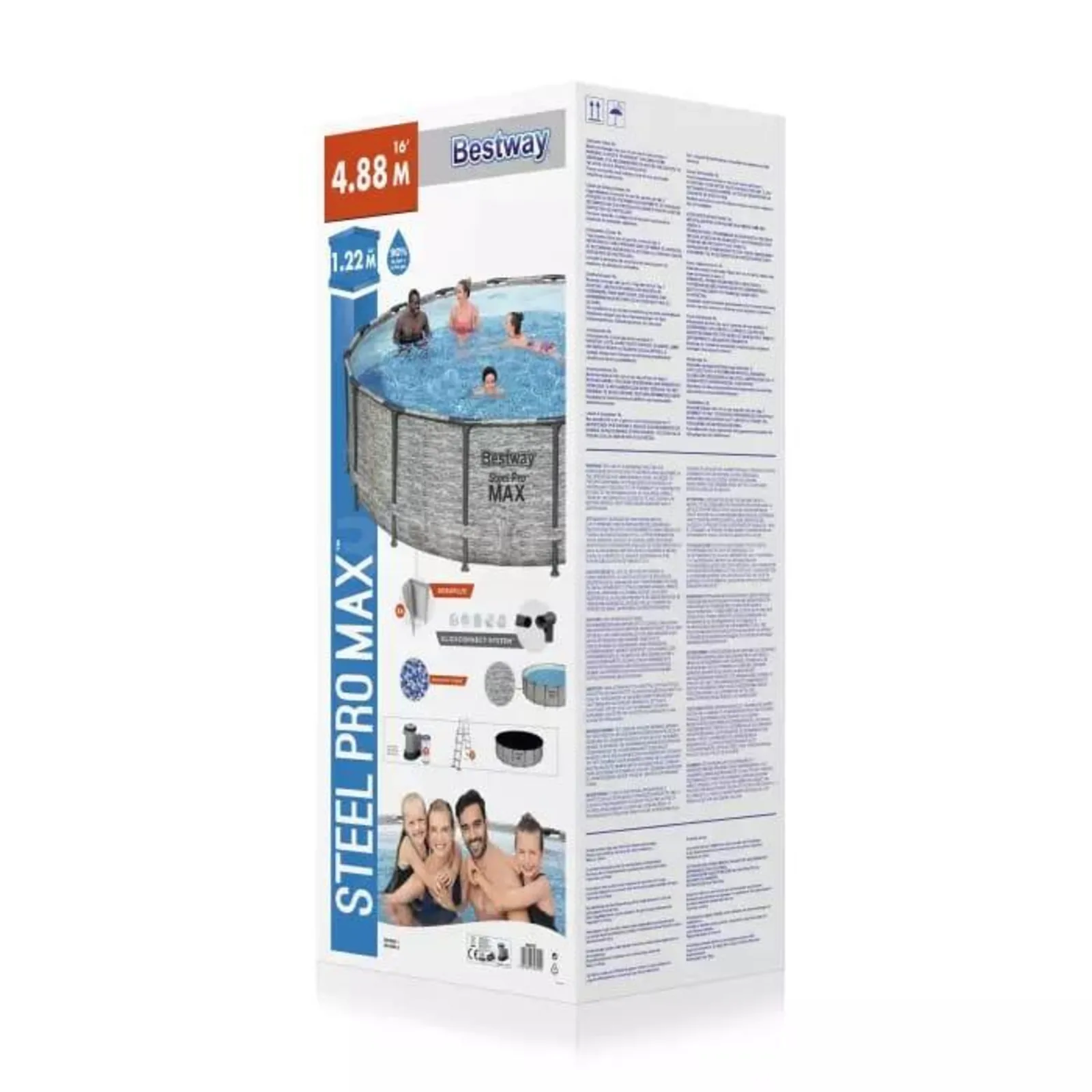 Bestway 5619E Каркасный бассейн Steel Pro MAX 488х122см, 19480л, фил.-насос 5678л/ч, лестница, тент
