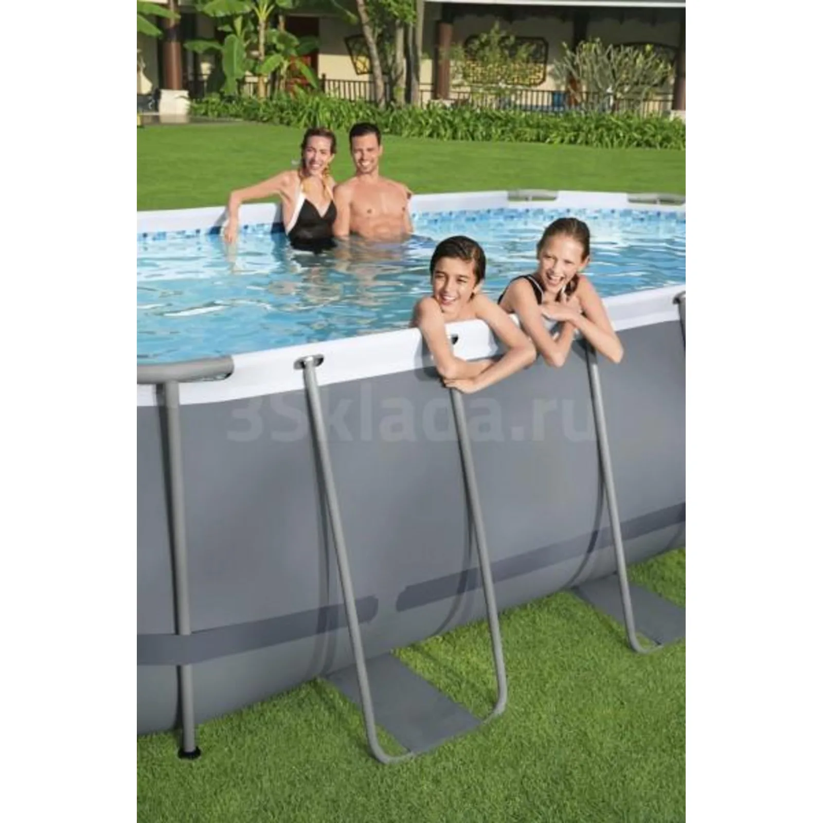 Bestway 56448 Каркасный бассейн Power Steel 488х305х107см, 10949л, фил.-насос 3028л/ч, лестница, тент, попл.-доз.