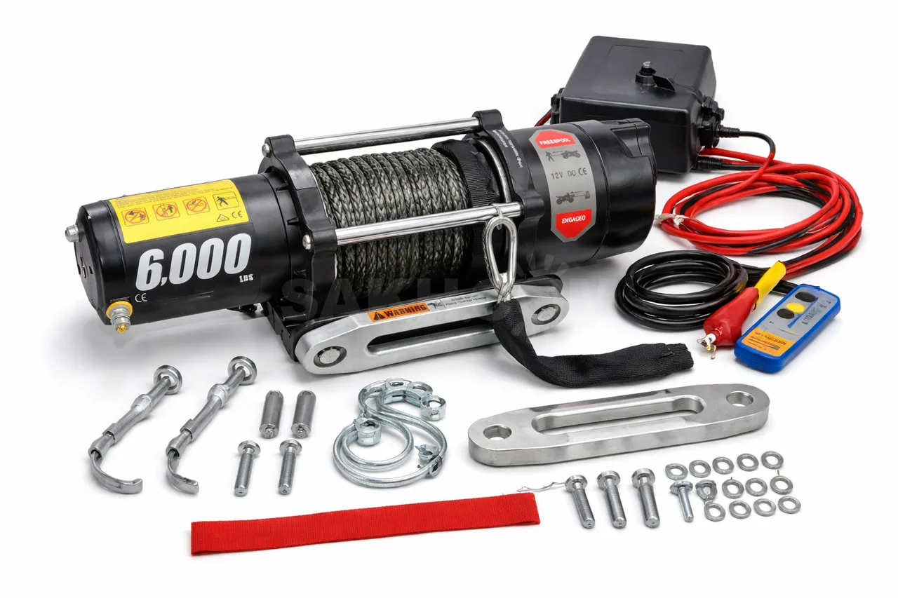 Лебёдка 12V Electric Winch 6000lbs (2722кг) кевлар