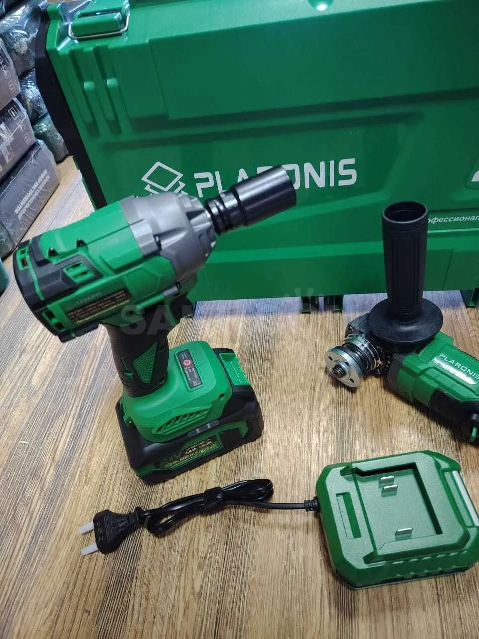 Набор 2 в 1 plaronis 21В: гайковёрт 500 Н·м, 1/2"   ушм 125 мм