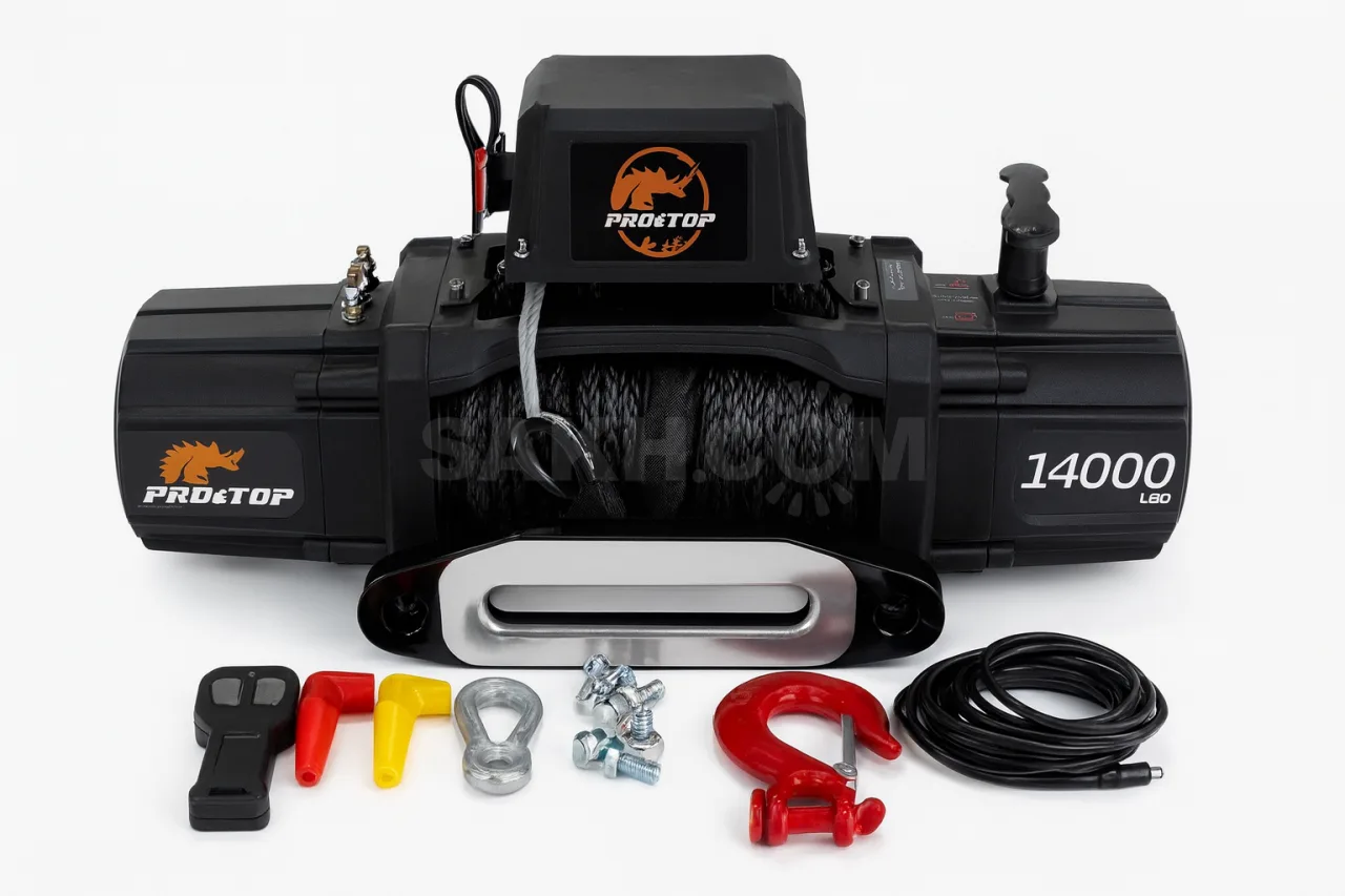 Электрическая лебёдка PRO TOP 12V 14000lbs с синтетическим тросом