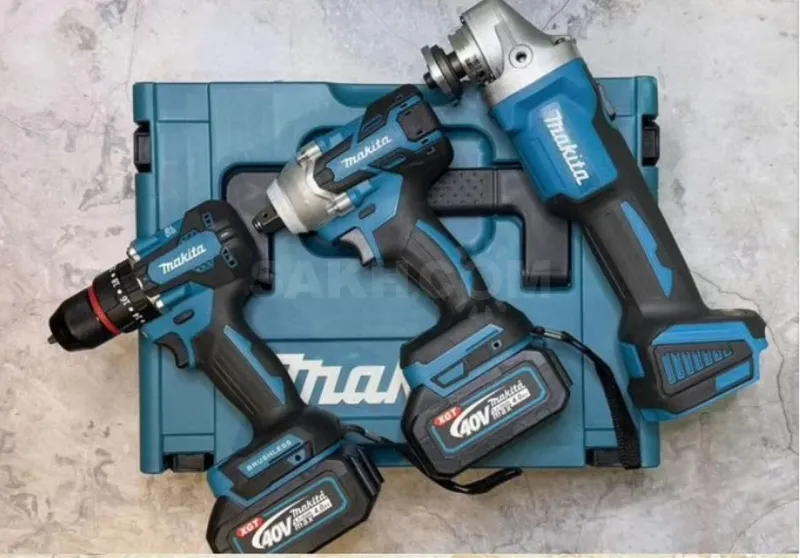 Набор аккумуляторного инструмента Makita 3 в 1: шуруповёрт, УШМ и гайковёрт