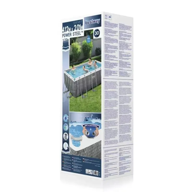 Bestway 56722 Каркасный бассейн Power Steel 412х201х122см, 8124л, фил.-насос 2006л/ч, лестница, попл.-дозатор