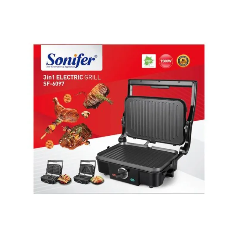 Гриль электрический со съёмными панелями 3 в 1 . Sonifer SF-6097