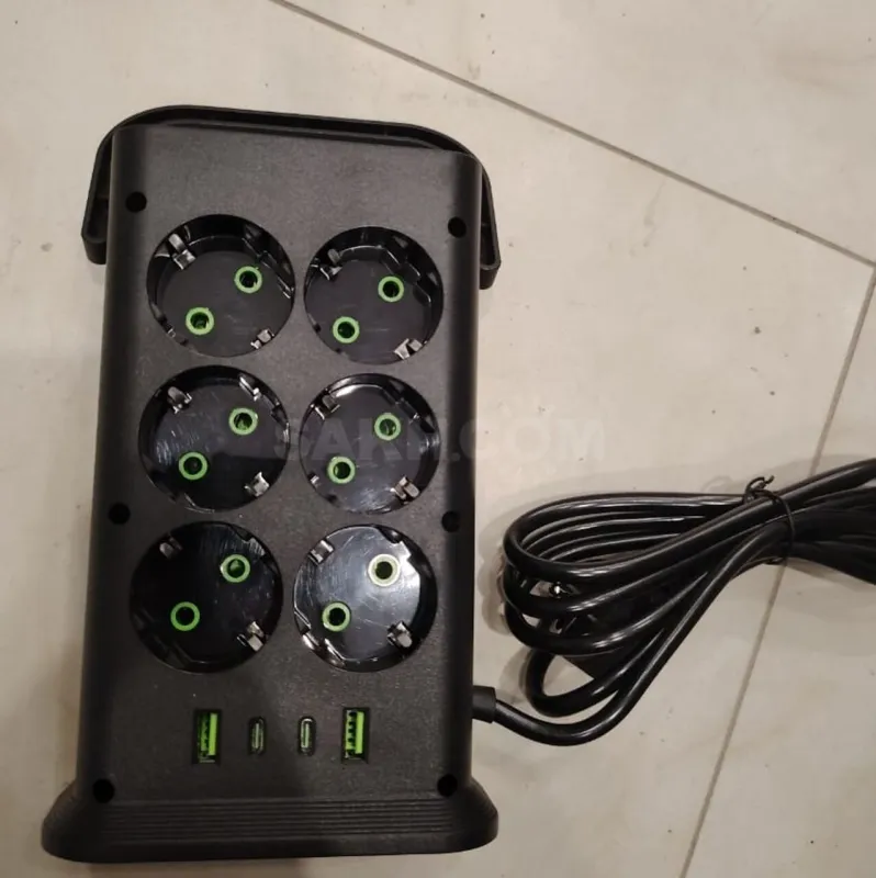 Удлинитель сетевой Power Socket N88 (2 м, 2500 Вт, 6р, USB + Type-C)